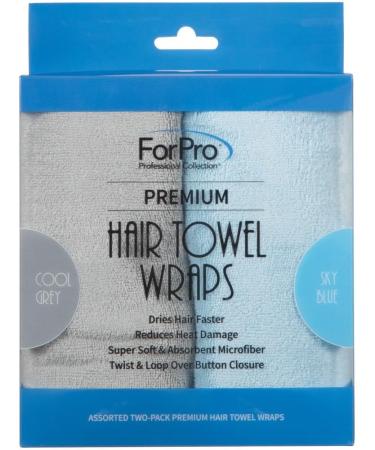 ForPro Professional Microfiber Hair Towel Wrap - 2 Pack Quick Dry Turban for Women | Cool Grey & Sky Blue | Premium Quality Fast Drying International Shipping - Buy Online on GoSupps.com