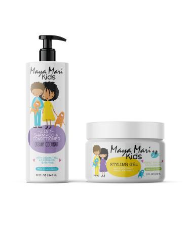 Maya Mari Kids 2in1 Shampoo + Conditioner with Tear-Free Formula and Bonus Hair Gel - Perfect for Kids Daily Hair Care Routines for both boys and girls.