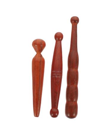 Solustre 3st foot massage device Tools for wood scratch massage device acupuncture pen made of wood foot acupressure-pin massage stick fragrant wood stick equipment red pear