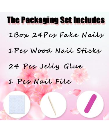 White French Tip Press On Nails - Short Floral Acrylic Nails - 24Pcs Glossy Fake Nails for Women & Girls - Petite Flower Design - Full Cover Glue-On Manicure - Buy Online on GoSupps.com