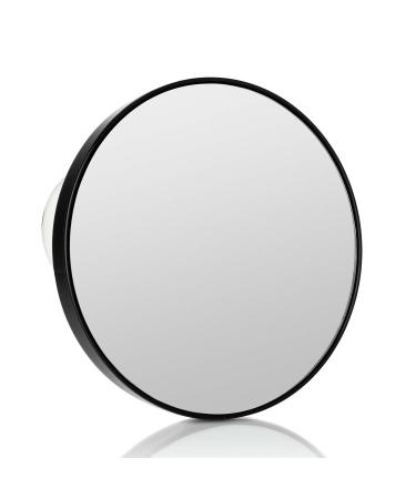ALMOST FAMOUS 15x Magnifying Mirror with Suction Cup Backing  Compact and Travel Ready for Makeup Application  Tweezing  and Blackhead Removal - Black