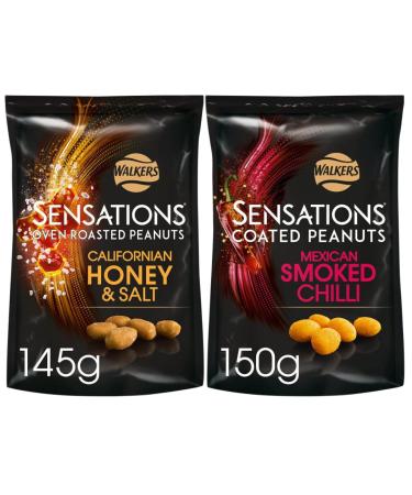 Flavoured Peanut Mix Bundle with Sensations Honey & Salt Peanut 145g and Sensations Mexican Smoked Chilli Peanuts 150g (2 Pack)