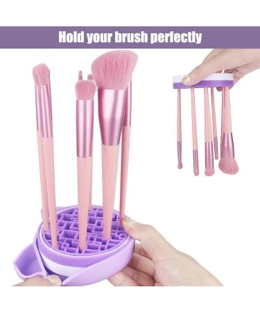2 in 1 Cat Shaped Makeup Brush Cleaning Mat & Holder - Purple | Portable Silicone Brush Cleaner Pad & Organizer Rack for Makeup Brushes - Buy Online on GoSupps.com
