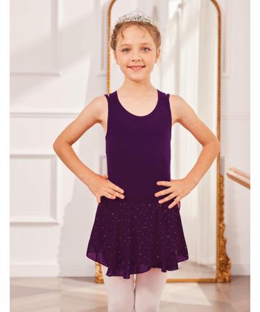 Zaclotre Girls Gymnastics Leotard - Criss Cross Strap Shiny Ballet Dance Dress - Dark Purple (6-7 Years) - Buy Online on GoSupps.com