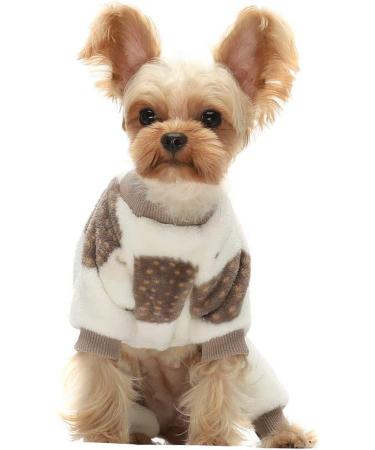 Fitwarm Thermal Pet Winter Clothes for Dog & Cat | Velvet Medium Cream White Pajamas - Buy Online on GoSupps.com