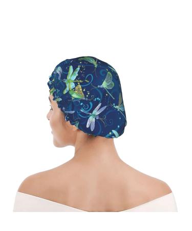 Dragonfly Shower Cap - Reusable Waterproof Hair Cap with PEVA Lining & Double Protection Layers - Buy Online on GoSupps.com