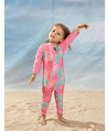 weVSwe Baby Toddler Boy Swimsuit UPF 50+ Sun Protection Rash Guard Swimwear | Pink Fish Scales, 0-3 Years - Buy Online on GoSupps.com