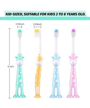 Kids Deer Design Extra Soft Toothbrush Set | Pack of 8 | Boys & Girls 2-8 Years | Suction Cup | 4 Colors - Buy Online on GoSupps.com