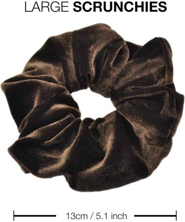 2 PCS Premium Large Dark Brown Velvet Hair Scrunchies for Women, Girls, and Kids - Updo Ponytail Bobble Scrunchy Bands - Buy Online on GoSupps.com