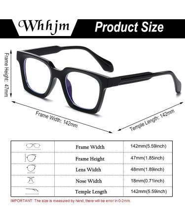 Buy Square Blue Light Glasses for Men & Women - Fashionable Rectangle Computer Eyewear for Anti Eyestrain & Headache Relief - 01 Black 48mm - Buy Online on GoSupps.com