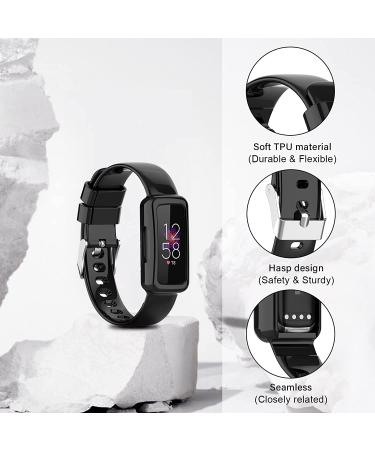 Kakurookie 2 Pack Compatible Bands with Case for Fitbit Luxe/Inspire Series - Rugged & Shockproof Design - Black+Clear - Men/Women - Buy Online on GoSupps.com