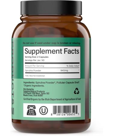 Pure Hawaiian Blue Green Spirulina Powder Capsules - 470mg Capsules 100 Pills Non GMO Natural - Buy Online on GoSupps.com