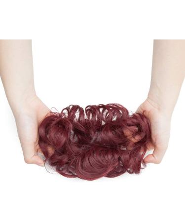 Plum Red Wavy Curly Scrunchie Bun Updo Hairpiece | Hair Ribbon Ponytail Extension | Chignons Hair Piece Wig - Buy Online on GoSupps.com