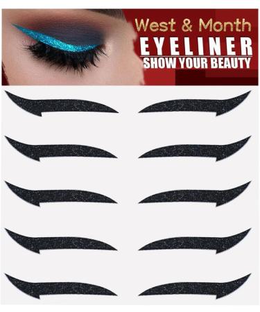 Glitter Eyeliner Stickers | Sparkle Instant -Adhesive Eyeliner Stencil 5 Pairs - Eyeliner Tool Makeup Stickers Sparkly Long Lasting Sticker Eyeliner for Women and Girls Hixip Black (Five Pairs) - Buy Online on GoSupps.com