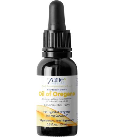 Zane Hellas 190mg Oregano Oil with 164mg Carvacrol - 100% Greek Undiluted Oil of Oregano - High Carvacrol Content - 0.5 fl. oz. (15ml) - Buy Online on GoSupps.com