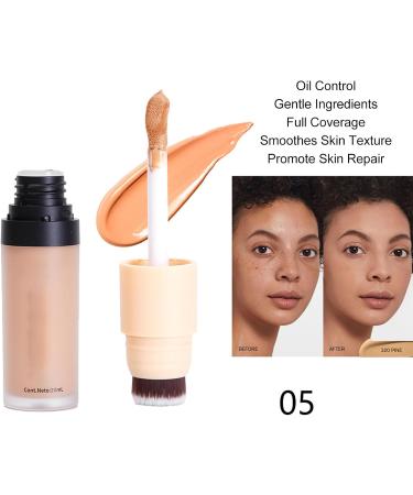 Liquid Foundation Liquid Makeup Base Full Coverage Long Lasting Built-in Brush Oil Breathable Skin Care (05) - Buy Online on GoSupps.com