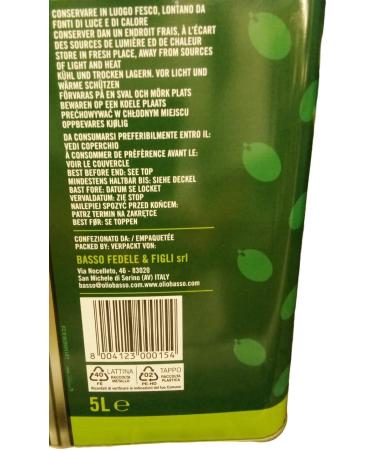 Basso Olio Extra Vergine di Oliva extra virgin olive oil ideal for all applications in the kitchen 5 liter box + 1 free Felce Azzurra talc bag 100 g bag - Buy Online on GoSupps.com