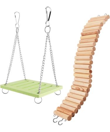 Rat Ladder Bridge Wooden Hamster Climbing Ladder and Swing Small Animal Bendable Fence Climbing Stair Toy Cage Accessories for Bird Parrot Hamsters Chipmunks - Buy Online on GoSupps.com