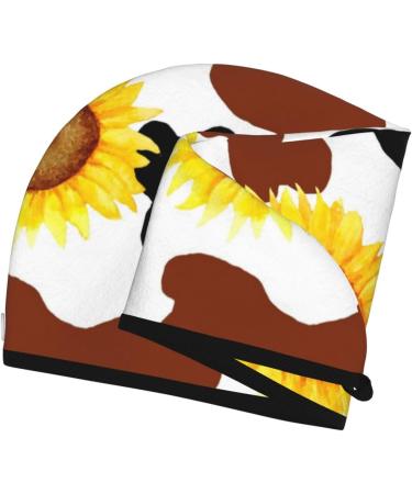 Buy Cow Print Sunflower Microfiber Hair Towel - Soft Super Absorbent Quick Dry for All Hair Types - Ideal for Women - Buy Online on GoSupps.com