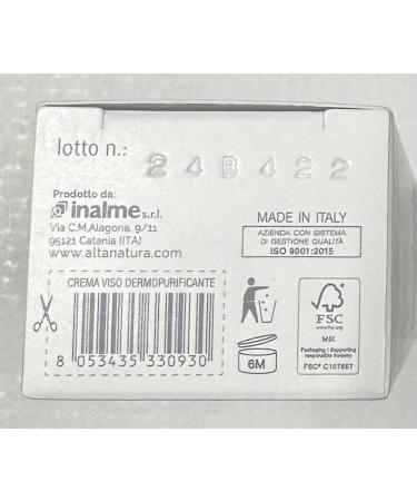  Alta Natura Alta Natura Dermopurifying Day Face Cream 50ml - with extracts of Moringa and Boldo helps minimize pores rebalance the skin microbiome and protect the skin - Buy Online on GoSupps.com