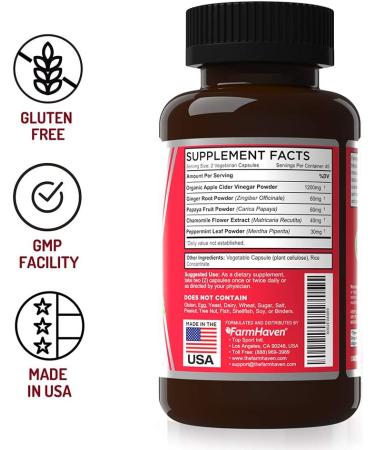 Apple Cider Vinegar Capsules with Ginger, Papaya & Chamomile | 1390mg | Digestion, Energy & Immunity Support | Relieves Gas & Bloating | Non-GMO Natural Formula | 90 Capsules - Buy Online on GoSupps.com