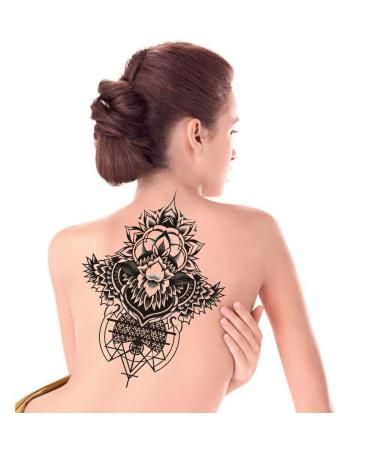 Extra Large Floral Temporary Tattoo for Women - Realistic Fake Neck Tattoo Mandala Sticker - Long Lasting & Unique Body Flower Design (30x26cm) - Buy Online on GoSupps.com