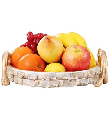 Fruit Dish - Vintage Look Bread Bowl Plate Rolls Fruit Bowl Colander Stamped Metal White Edge Country Primitive Kitchen Decoration