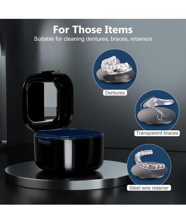 Loquick Denture Box with Sieve Hygienic Portable Container for False Teeth & Prosthesis Storage (Black) | International Shipping Available - Buy Online on GoSupps.com
