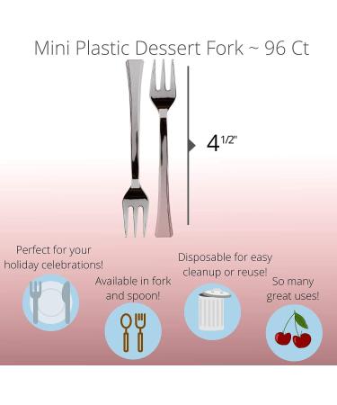 100CT Exquisite Plastic Mini Forks - Premium Silverware for Tasting Desserts - Buy Online on GoSupps.com