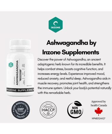 Inzone Organic 120 Ashwagandha Capsules - 10 000mg - Extra Strength Highest Potency Ashwagandha Supplement - Natural Stress Relief Supplements Mood Support Immune Focus & Energy Enhancer - Buy Online on GoSupps.com