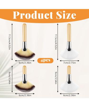 4-Piece Facial Fan Brush Set | Soft Synthetic Makeup Brushes for Blush Highlighting & Eyeshadow | Portable Cosmetic Tools with Wooden Handles - International Shipping Available - Buy Online on GoSupps.com