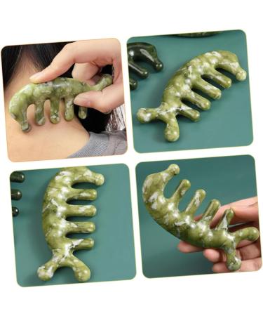 Hoement Jade Massage Comb | Acupuncture & Body Massage Device | Creative Jade Tool for Relaxation | 11.50x4.50cm Green - Buy Online on GoSupps.com