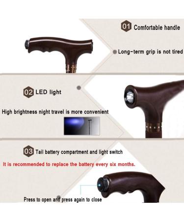 Walking Stick Band LED Lights Foldable Aluminum Cane Elderly Telescopic Crutches Black Surprise Gift - Buy Online on GoSupps.com