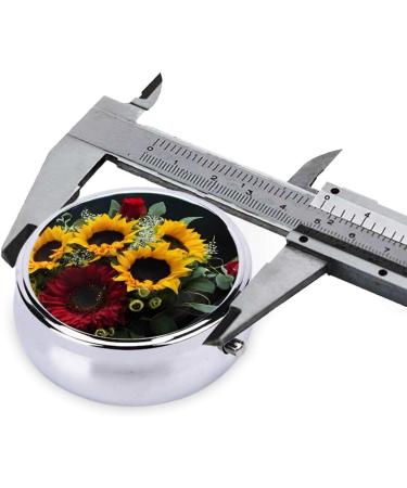 Sunflower & Rose Mini Round Pill Box - 3 Compartment Travel Organizer for Medicine | Portable Pill Organizer for Home & Office - Buy Online on GoSupps.com