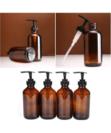 Beaupretty 4-Piece Glass Soap Dispenser Set - Brown Lotion Pump Bottles | 250ml Refillable Travel Containers for Bathroom & Kitchen - Buy Online on GoSupps.com