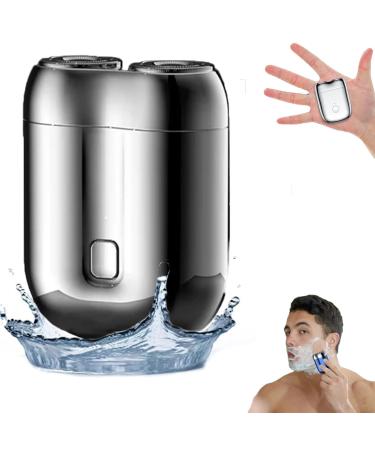 2024 New Upgrade Pocket Shaver USB Mini Shavers for Men 2024 New Upgrade Pocket Shaver Electric Mini Portable Razor Rechargeable Waterproof Compact Electric Shaver For Home Car Travel (Silver)
