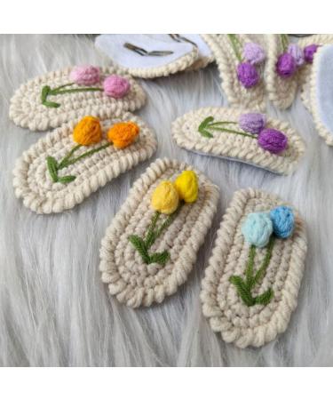 hgnxa Cute & Fun Wool Knitted Flower Hair Clip Crochet Flower Barrettes Colorful Hairpin Unique Hair Accessories for Kids - Buy Online on GoSupps.com