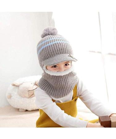 Uniyoung Baby Winter Hat Scarf with Ear Flaps | Toddler Girls Boys Hood Balaclava | Kids Fleece Lining Knit Beanie with Visor | Grey, 1-5 Years - Buy Online on GoSupps.com