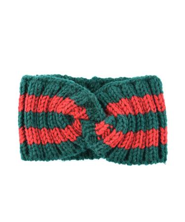 Chunky Knit Headbands Braided Winter Headbands Ear Warmers Crochet Head Wraps Elastic Hair Band for Women 1 Pack Green
