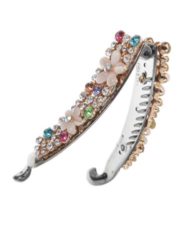 CAXUSD Rhinestone Hair Clip Rhinestone Barrettes White Hair Clips Banana Hair Clips Heavy Duty Hair Clips for Thick Hair Clips for Hair Long Hair Clips Rhinestones Issue Card Metal