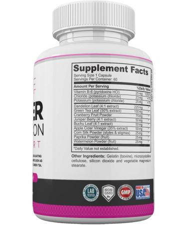 Natural Water Retention Pills for Women - Bloating Relief with Vitamin B6, Dandelion & Green Tea - Diuretic Detox Capsules for Water Draining, Bloating & Swelling - 60 Caps (2 Months Supply) - LadyMe - Buy Online on GoSupps.com