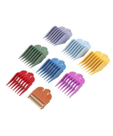8 Pcs Professional Colorful Hair Clipper Combs Guide Accessories, Wahl Replacement Guards Set #3171-500  1/8 to 1 Great for All Wahl Clippers/Trimmers, Random Colors