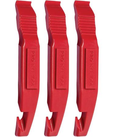 PRO BIKE TOOL Bike Tire Levers 3 Pack - Strong & Long Lasting Tire Removal Tool for Road or Mountain Bike Tires (MTB) - Bicycle Tire Lever for Repair & Replacement of Flat Tires red