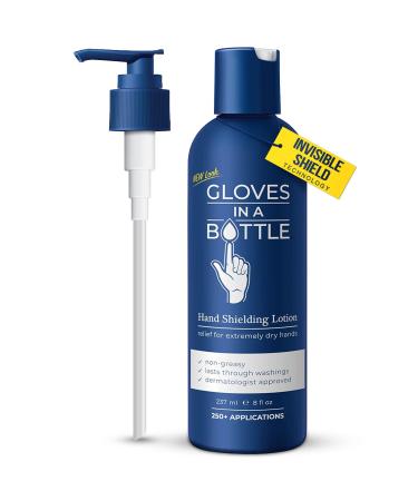 Gloves In A Bottle Shielding Lotion Relief for Eczema and Psoriasis (8 Fl Oz) with Pump 2 Piece Set