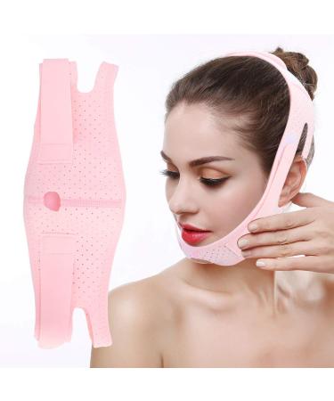 Sonew face slimming mask V-line chin up patch face lift band-breathable actual facial lifting belt for removing and tightening the double chin (pink)