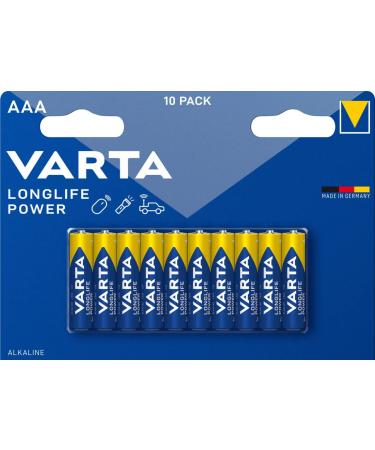 VARTA Longlife Power AAA Alkaline Batteries (10-Pack) - Made in Germany - Perfect for Toys Torches & Controllers - International Shipping Available - Buy Online on GoSupps.com