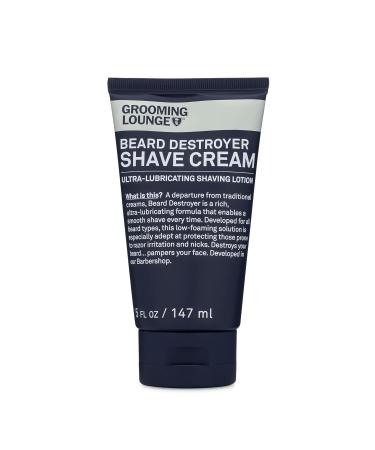 Grooming Lounge Beard Destroyer Shave Cream for Men - Bump Irritation & Razor Burn Free Shaving Cream Sensitive Skin Men Beard Care - Soft Smooth Easy Glide Low Shaving Foam Lather Formula - 5 Oz