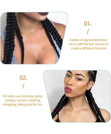 Ipetboom Braids 1pc Long Ponytail Extension Braided Ponytail Extension Braid Extensions Long Braided Ponytail Synthetic Hair Piece Ponytails Black1 - Buy Online on GoSupps.com