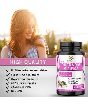 Pure Pueraria Mirifica Supplement 500mg - Organic Women s Health Herbal Capsules from Thailand | 60 Veggie Capsules - Buy Online on GoSupps.com