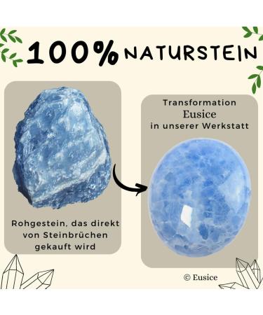 Buy Eusice Blue Calcite Natural Healing Stone - Handmade Ethical 100g for Wellness Meditation & Yoga - Relaxation & Anti-Stress - Buy Online on GoSupps.com